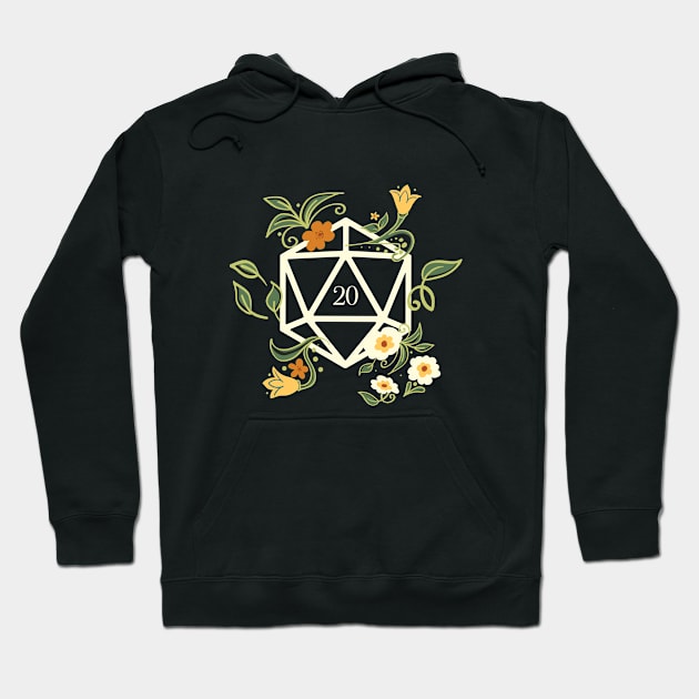 White Polyhedral D20 Dice Plants Flowers and Succulents Hoodie by pixeptional